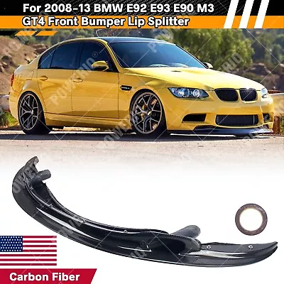 For 2008-13 BMW E92 E93 E90 M3 GT4 Style Carbon Fiber Front Bumper Lip Splitter • $392