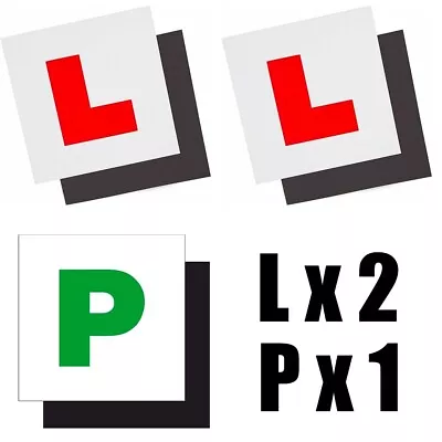 2 X FULLY MAGNETIC L PLATES + 1 P PLATE SECURE EASY FIX APPROVED LEARNER SIGNS • £2.99