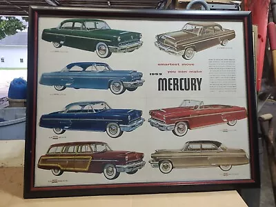 Dealership Showroom Sign Ford Dealer Promotional Poster 1953 Mercury Framed  • $99