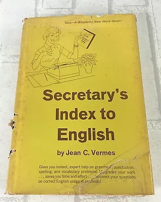 Vintage Secretary's Index To English Jean Vermes 1967 Hardback B32 • $24.99
