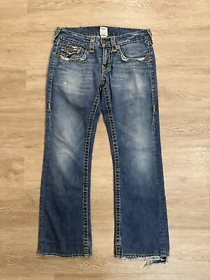 True Religion Billy Super T Jeans Mens 30 Thick Stitch Flap Pocket USA Made • $49.99