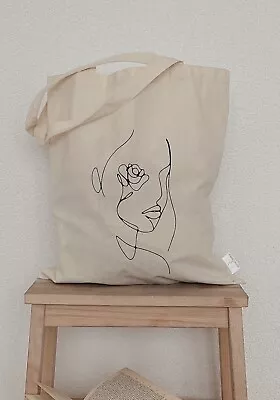 100% Organic Cotton (line Art Girl) Tote Bag • £6