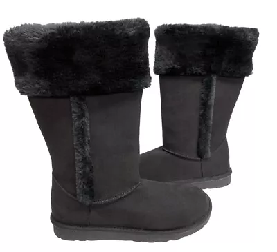 Arizona Susie Black Faux Shearling Leather Memory Foam Boots Women's 6 M NEW • $12.75