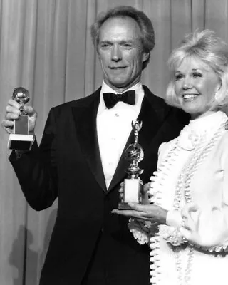 $9.75 • Buy Clint Eastwood Doris Day Hold Golden Globe Awards 8x10 Photo