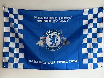 8 X CHELSEA CARABAO CUP FINAL 2024 FOOTBALL SOUVENIR SUPPORTERS FLAGS - 5x3 FOOT • £20