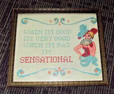 Vintage Mae West Funny Quote Cross Stitch Completed & Framed 12  X 14  VGUC • $24.99