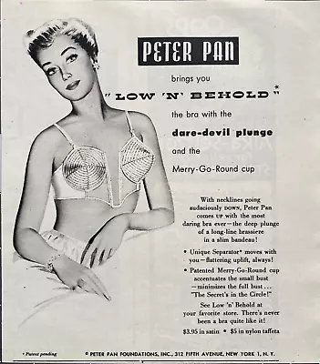 1949 Peter Pan Bra Vintage Print Ad Low N Behold The Bra With Dare-Devil Plunge • $12.95