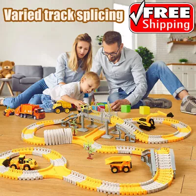 Electric Assembled Track Car Toy Variety Flexible Rail Race Tracks DIY Kids Gift • £35.99
