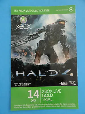 Halo 4 Xbox Live Gold Trial Card 2012 -no Value On Card - No Codes - Collectible • £19