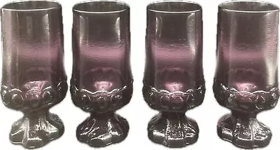 VTG Tiffin Franciscan Madeira PLUM Footed Iced Tea Glasses 6.75” Set Of 4 EUC • $52.95