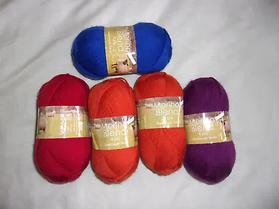 5 X 50 Gm King Cole 4 Ply Merino Blend 100% Wool Superwash Mixed Bright Colours • £17