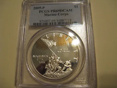 2005-P Marine Corps Silver Dollar (PCGS PR-69) • $79.99