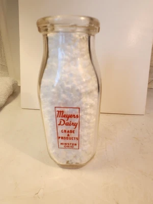 $10 • Buy Meyers Dairy Grade A Products Minster Ohio. Half Pint Milk Bottle 