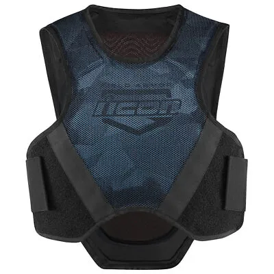 Icon Softcore Adult Mens Blue Camo Field Armor Street Motorcycle Riding Vest • $110