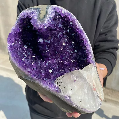 9.7lb Large Natural Amethyst Geode Quartz Cluster Crystal Specimen Healing • $112.50