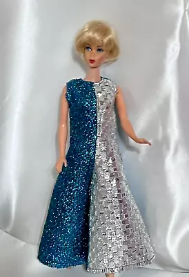 Vintage Handmade Barbie Blue Silver Metallic Jumpsuit READ • $7.99