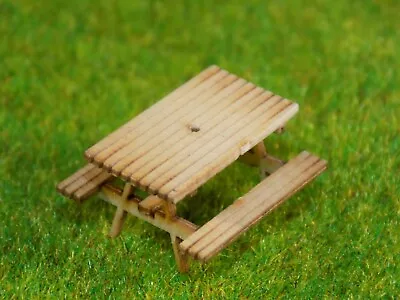 £4.85 • Buy 12 Picnic Tables -00 Gauge Bench 1:76 Model Railway Pub Garden Detail Wood Kit 