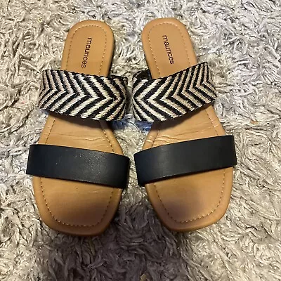 Maurices Black And White Slide On Sandal Size 8 • $15