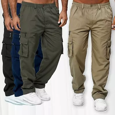 Man's Casual Joggers Pants Sweatpants Cargo Combat Sports Trousers • $17.26
