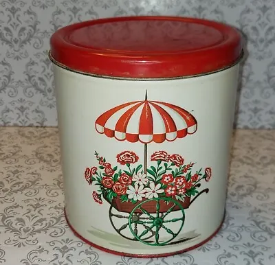 Vintage Decoware Flowercart Tin Canister • $26