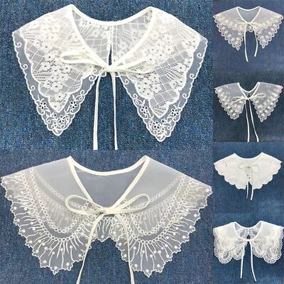 Women Detachable Lace Collar Shirt Cloak False Collars Embroidery Blouse Decor • £3.61