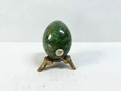 Italian Green Marble Egg With Brass Footed Stand  House Of Global Art  Sticker • $15