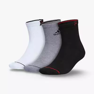(Men's) Adidas Cushioned Classic High Quarter Socks Black / White (3 Pack) • $19.38