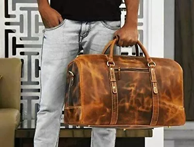 Mens Bag Leather Duffle Travel Luggage Gym Vintage Genuine Weekend Overnight New • $183.95