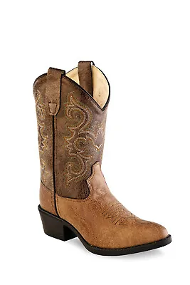 Old West Tan Kids Boys Faux Leather Western Cowboy Boots • $26.99