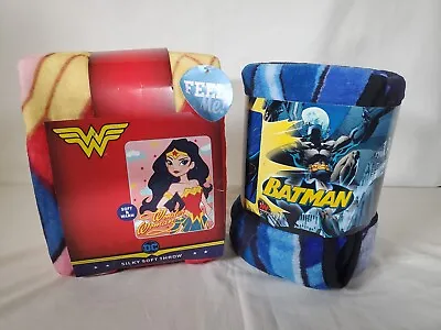 Lot Of 2 DC Comics Soft Fleece Throw Blankets - Batman/Wonder Woman - Never Used • $34.35