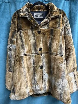 TRUE GRIT/DYLAN Women’s Faux Fur Vintage Raccoon Coat Size Large Made In USA • $99.99