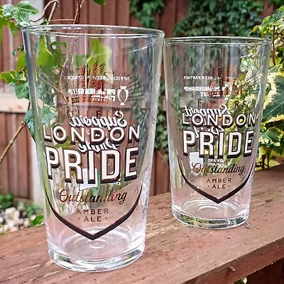 2 X RARE Fuller's London Pride Ale Beer Bitter Pint Glasses CE + 2 Coasters NEW  • £9.95