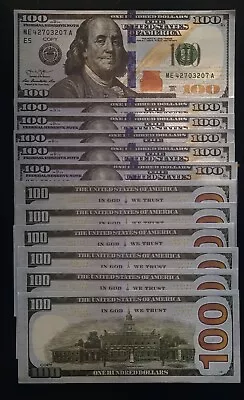 12 PCS •  Motion Picture Money • $100 Bills REPLICA COPY MONEY • $10