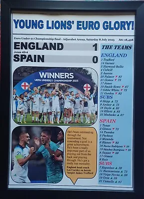 £18.99 • Buy England 1 Spain 0 - 2023 Euro Under-21 Championship Final - Souvenir Print
