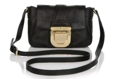 MICHAEL KORS Black Leather Charlton Gold Buckle Small Crossbody Bag Purse  • $43.50