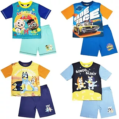 Boys Hot Wheels Cocomelon Bluey Paw Short Pyjamas 9 Months - 4 Years • £7.95