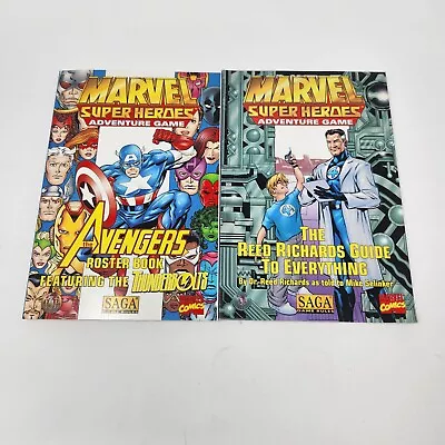 Marvel Super Heroes Adventure Game Reid Richards Guide Avengers Roster Book Lot • $33.43