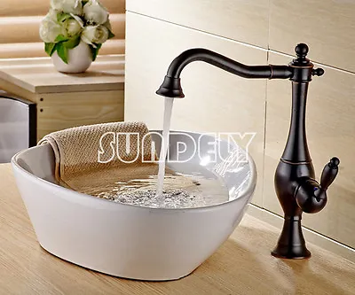 £61.09 • Buy Handle Bathroom Counter Top Basin Mixer Tap Black Brass Tall Sink Faucet