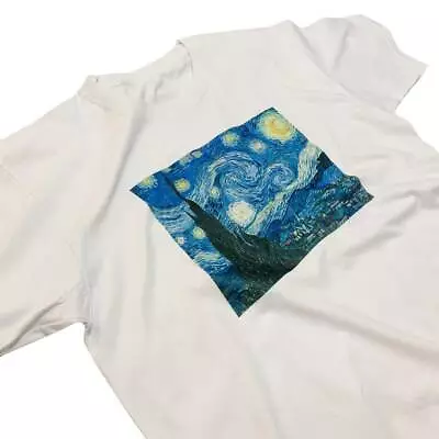 Vincent Van Gogh Starry Night T-Shirt Minimalist Graphic Print • £15.49