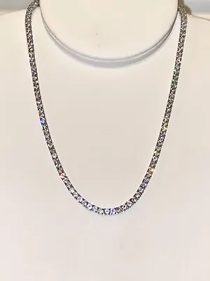 Men's 3mm 14k White Gold Tennis Chain Icy Necklace VVS Clarity Cubic Zirconia • $45.99
