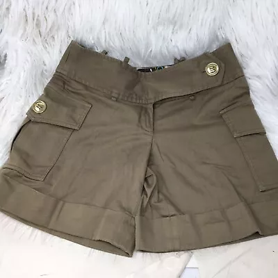 Womens Milly Of New York Beige Cargo Shorts Gold Buttons Size 0 • $17.50