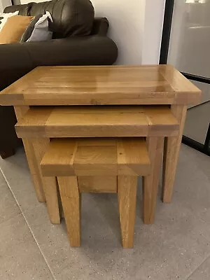 Nest Of 3 Country Oak Tables • £40