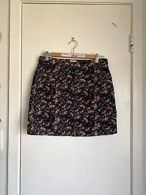 Mossimo Supply Co. Corduroy Mini Skirt Size 6 Black Floral Pockets Casual • $12
