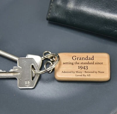 PERSONALISED NAME BIRTHDAY GIFT FOR HIM OR HER ENGRAVED KEYRING 50th 60th 65th • £6.95