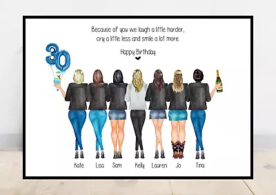 £2 • Buy 30th Birthday Friendship Print Birthday Gift Personalised Portrait Present