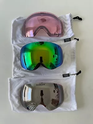 Oakley Flight Deck XM Unisex Snow Goggle Size M - 3 Lenses Jade Black Pink • $225