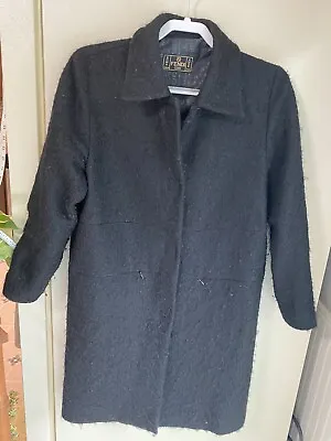 Vintage Fendi Jeans Roma Coat Mohair BlendSize 40BlackFodera LinedLogoItaly • $145