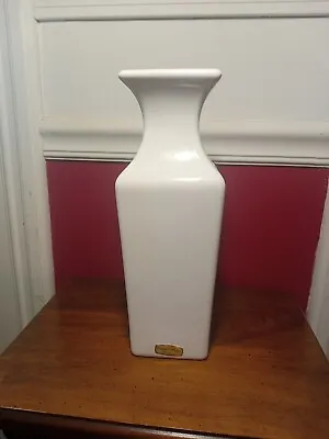 Vintage 1999 Haeger Pottery 12  Tall White Glazed Art Deco Vase  • $19.99