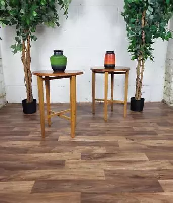 £80 • Buy Pair Of Vintage 1960's Teak Round Tables Bedside Dropleaf Mid-Century Retro