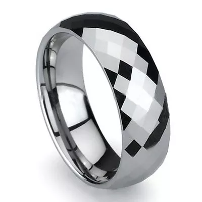 Clearance Men's 8mm Tungsten Carbide Wedding Ring Band Cubic Zirconia Size 9-12 • $14.07